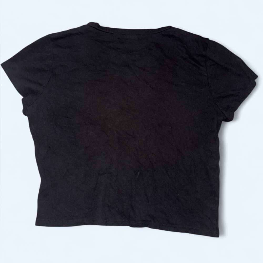 Fashion Nova Black Graphic Crop Top Edgy Minimal Line Art Tee Size XL - Picture 5 of 5